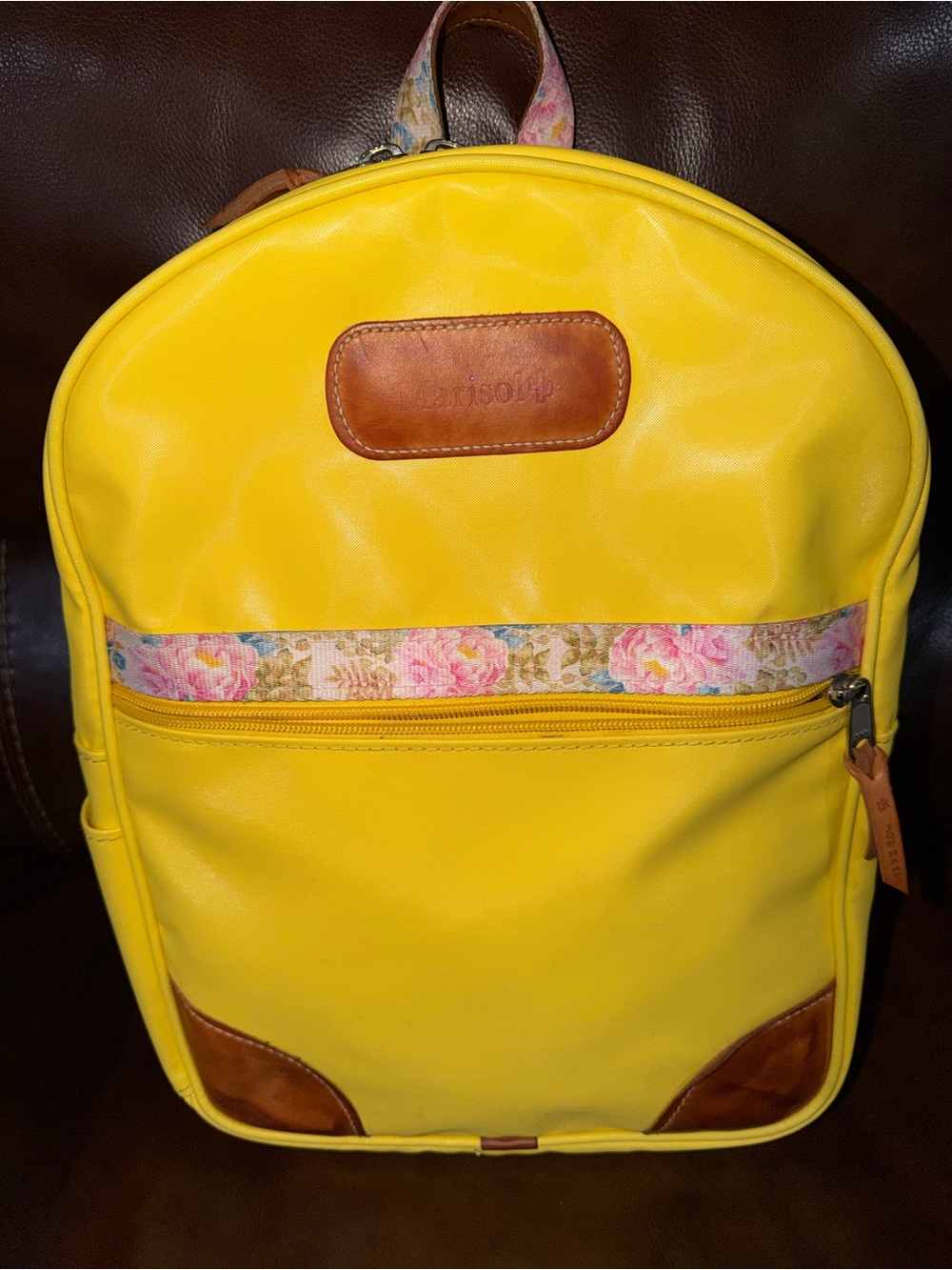 Jon Hart Yellow Floral Accent Backpack -